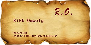 Rikk Ompoly névjegykártya